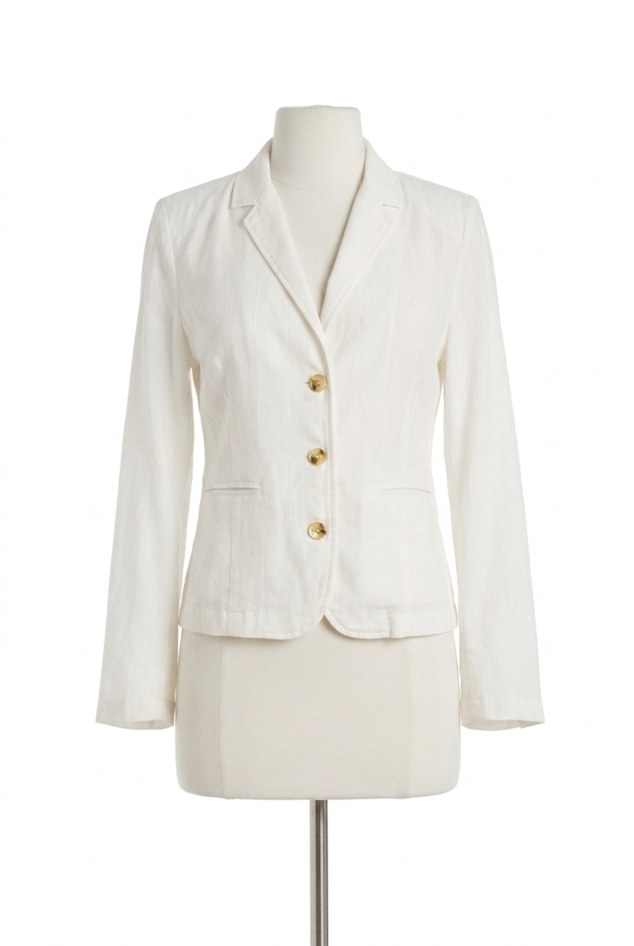NEW ELAN thatcher lightweight blazer in white/gold